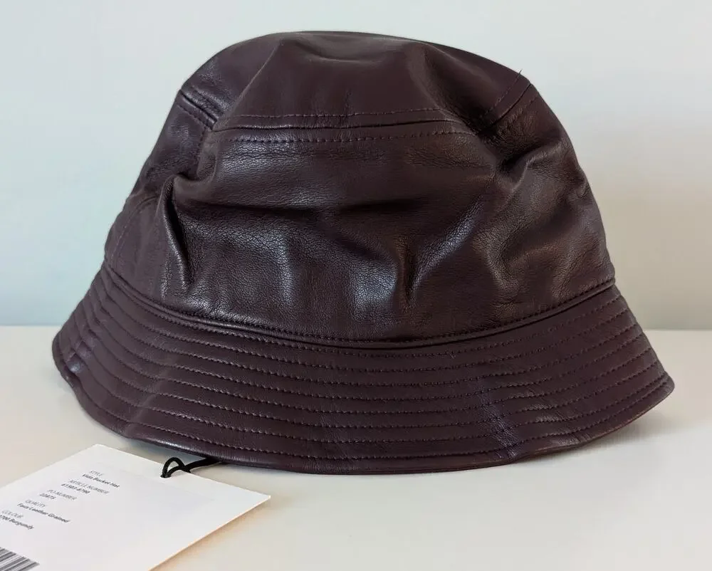 Stand Studio Vida Burgundy Faux Leather Bucket Hat NEW!
